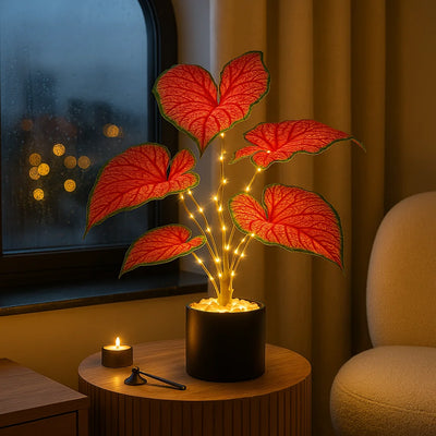 Crimson Monstera Lamp 1