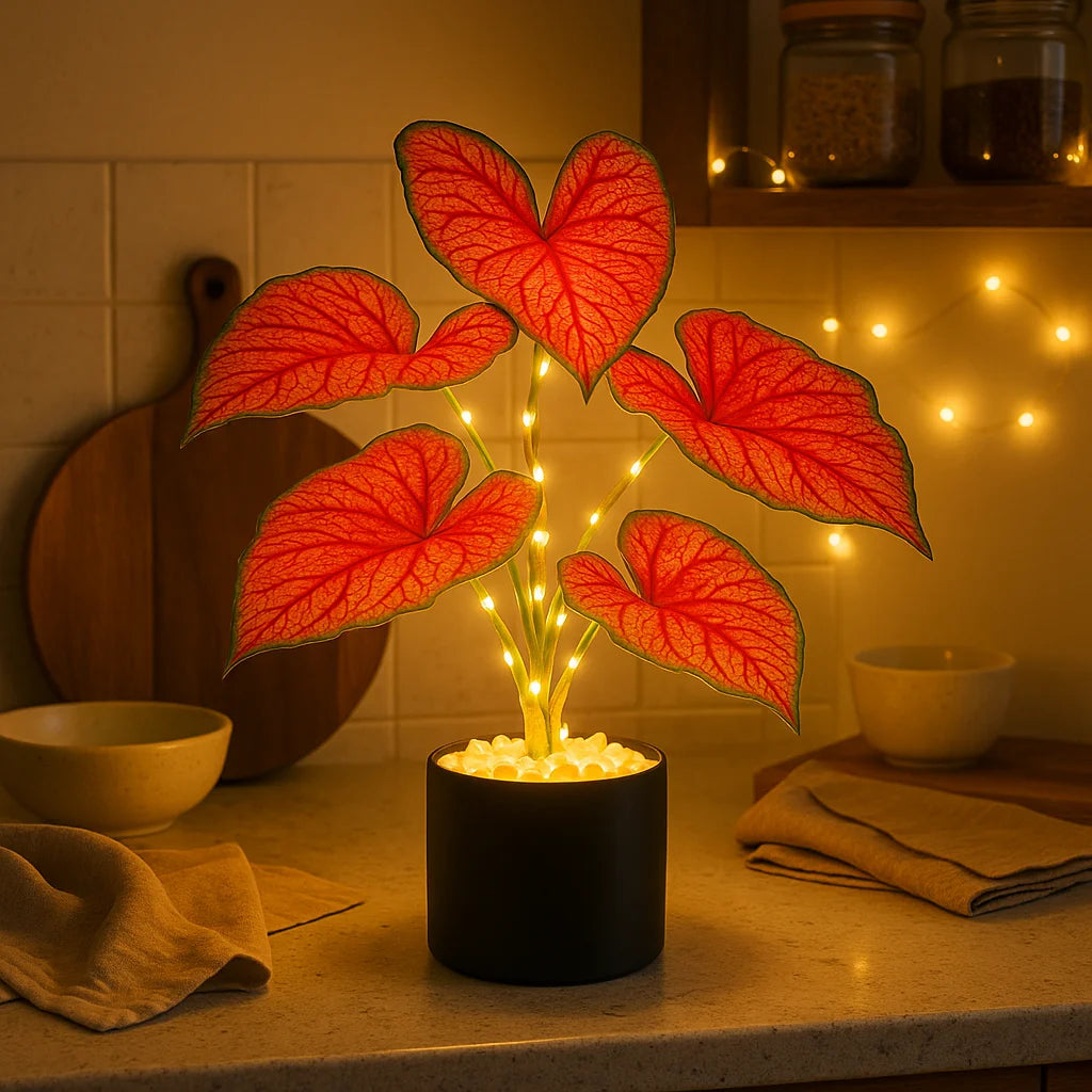 Crimson Monstera Lamp 2