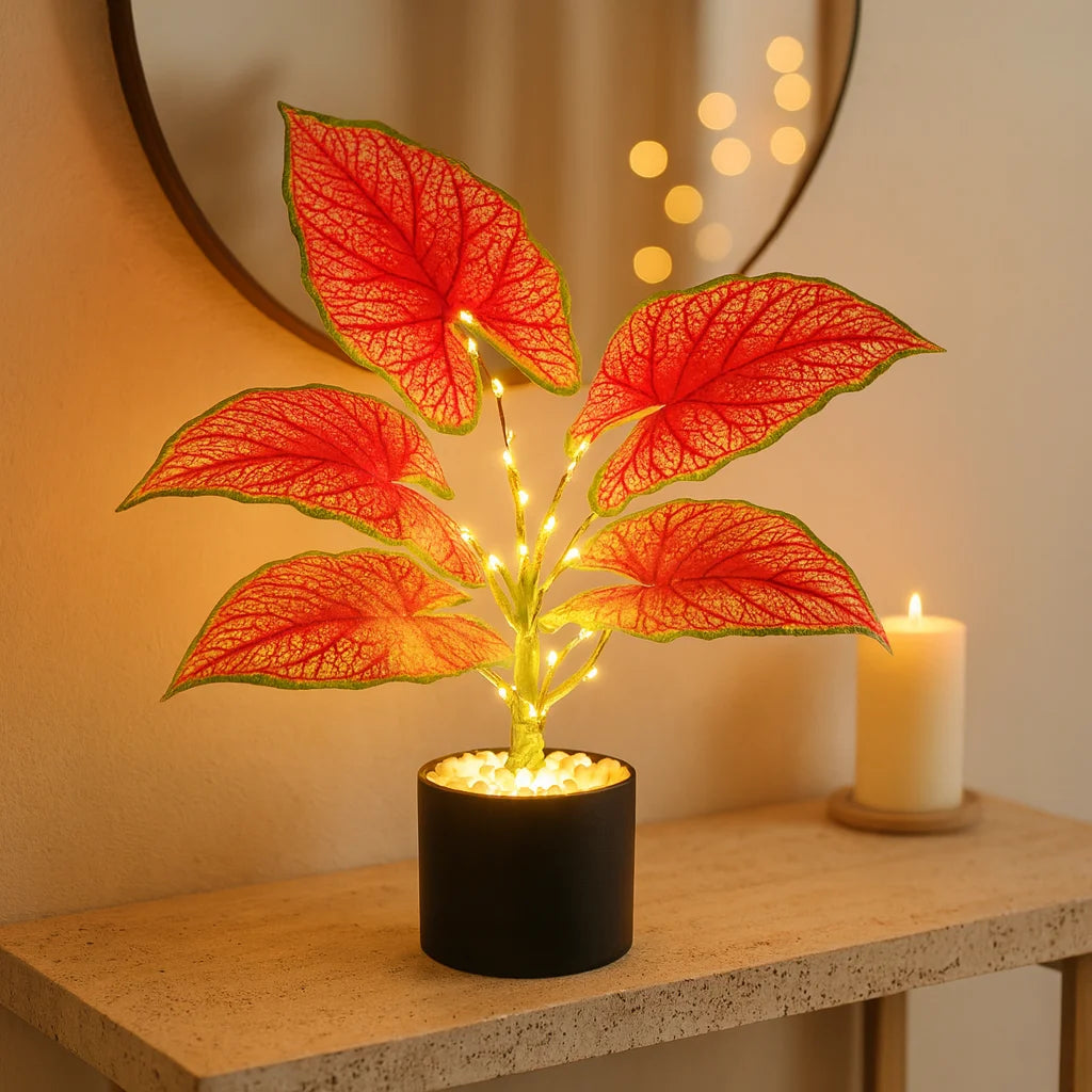 Crimson Monstera Lamp 3