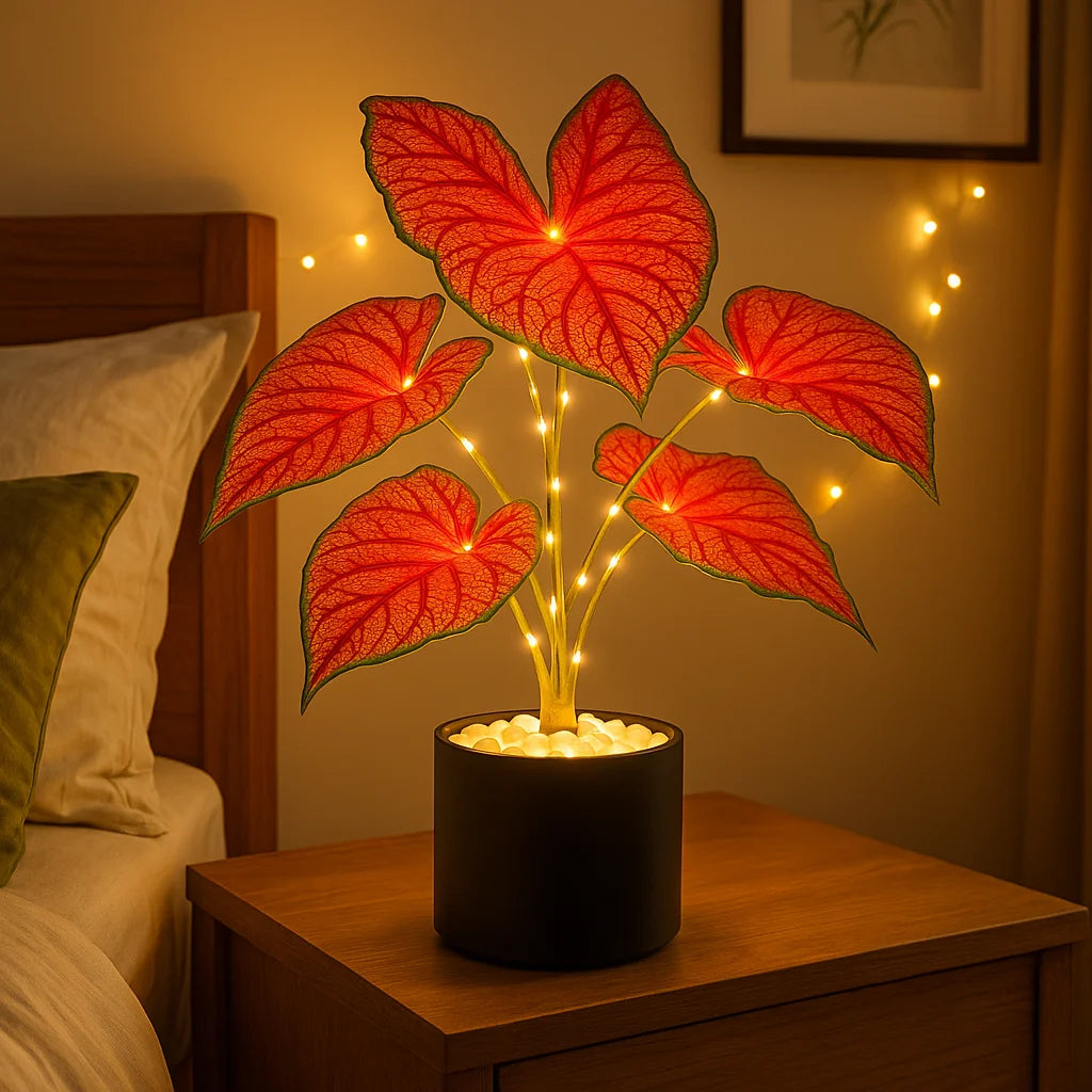 Crimson Monstera Lamp 4