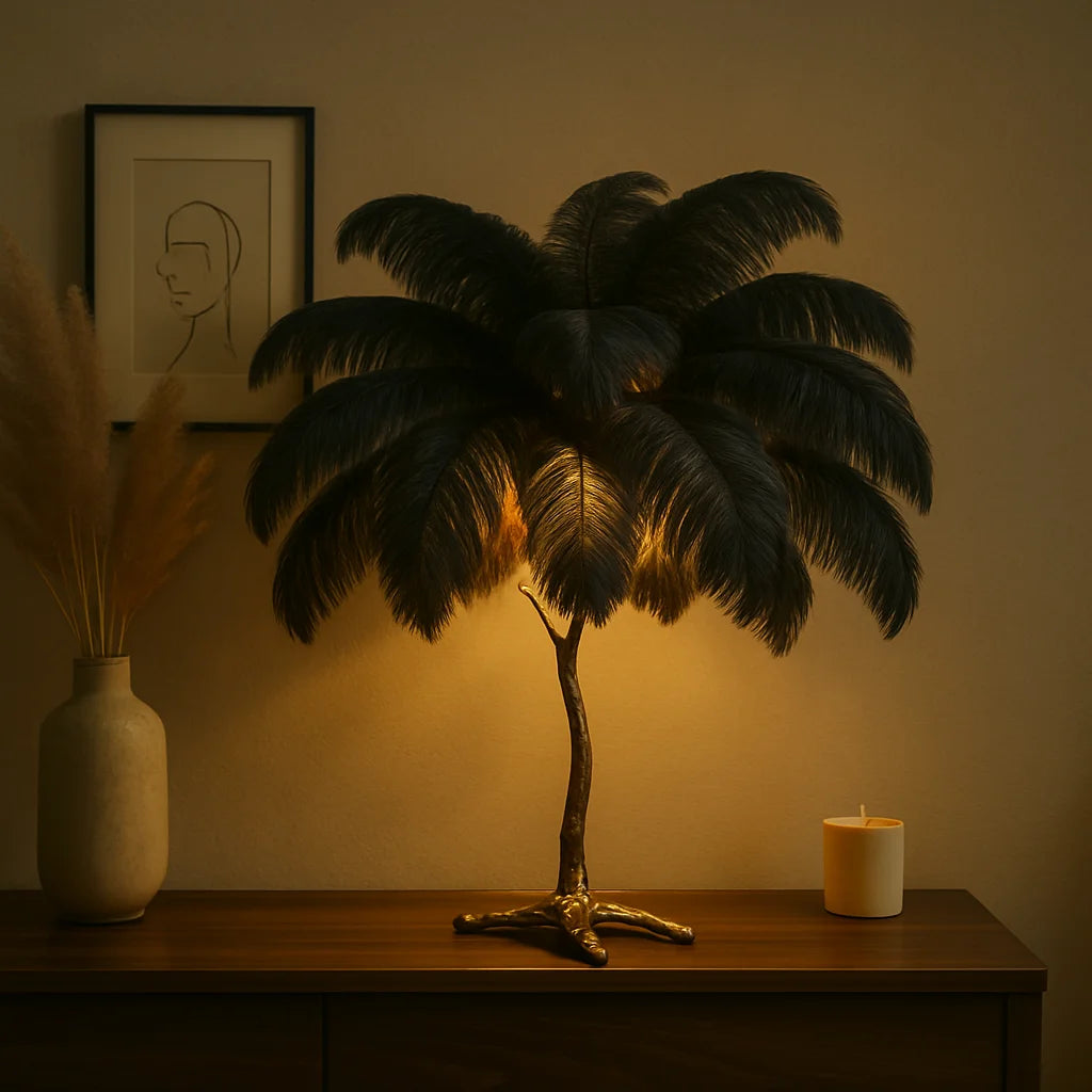 Ostrich Feather Table Lamp black 1
