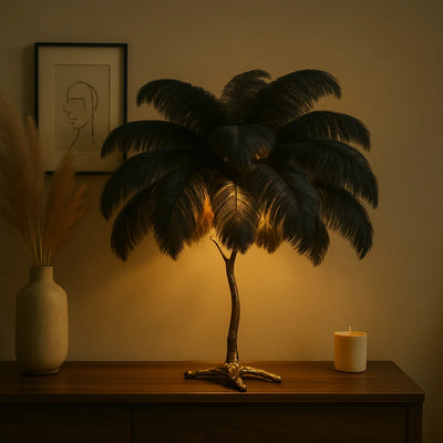 Ostrich Feather Table Lamp black 1