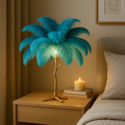 Ostrich Feather Table Lamp green 1