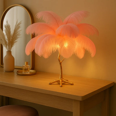 Ostrich Feather Table Lamp pink 1