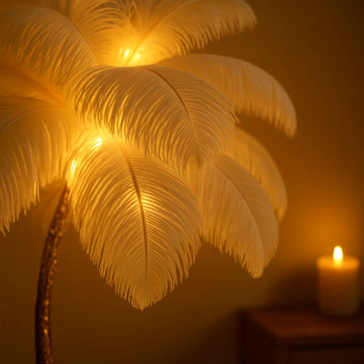 Ostrich Feather Table Lamp white 4